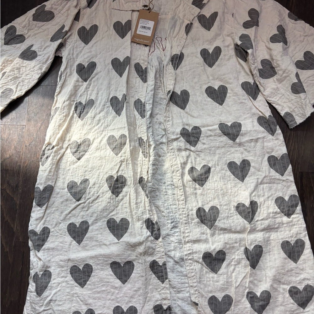 Magnolia Pearl Cream Jacket with Gray Hearts Pristine cond, Nvr worn